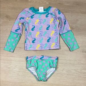 Wave Zone 3T Rashguard Swim Set with Seahorse Print